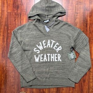 Marled Olive V-Neck Sweater Weather Hoodie